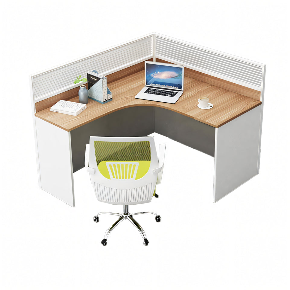 Modern L-Shaped Office Desk with Screen Divider for Employee Workstations BGZ-222