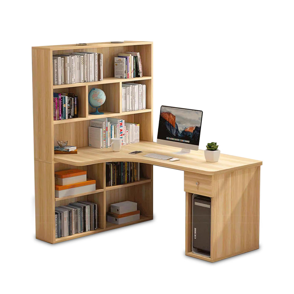 Corner Computer Desk with Bookshelf - Ideal for Students and Home Offices BGZ-164