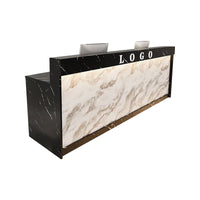 Straight Color-Blocked Reception Desk with Keyboard Tray and Drawers for Offices and Hotel Lobbies JDT-004