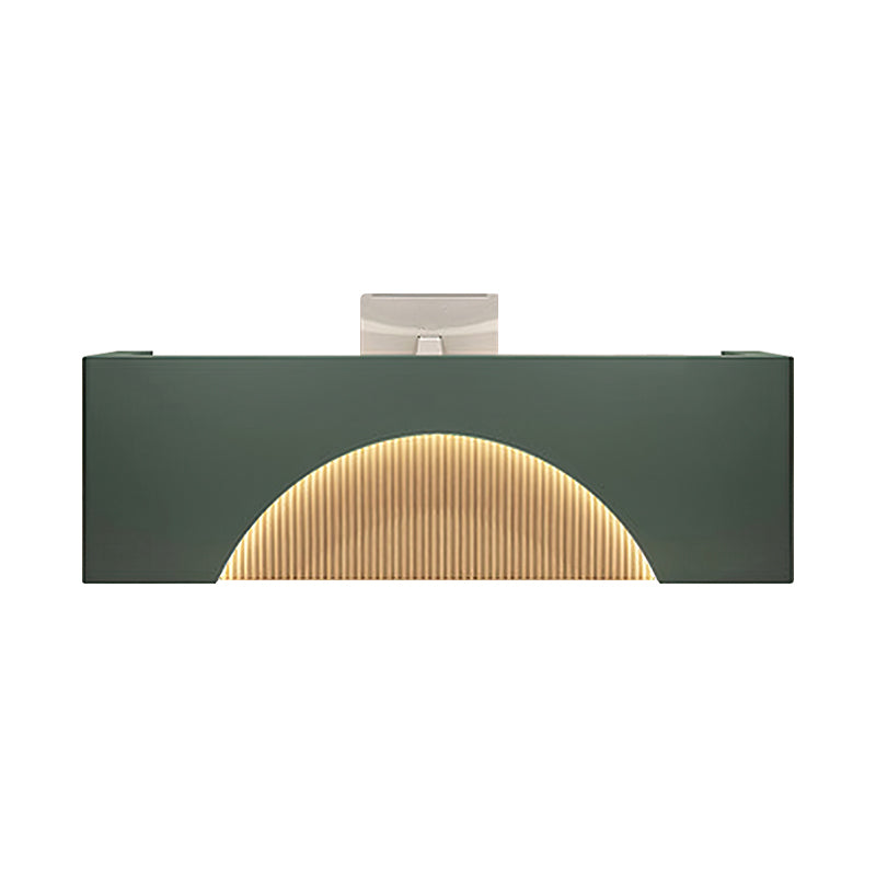 Semicircular Straight Reception Desk with Keyboard Tray and Lockable Drawer for Yoga Studios and Training Centers JDT-1039