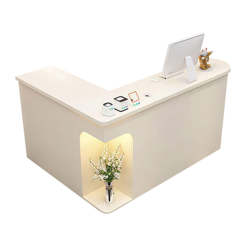 Display Corner L-Shaped Small Reception Desk with Cabinet for Clothing Stores JDT-1053