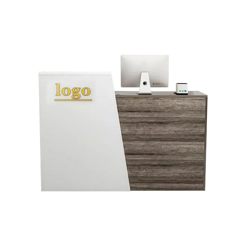 Color-Blocked Straight Reception Desk with Keyboard Tray and Lockable Drawer – Ideal for Clothing Stores and Salons JDT-102