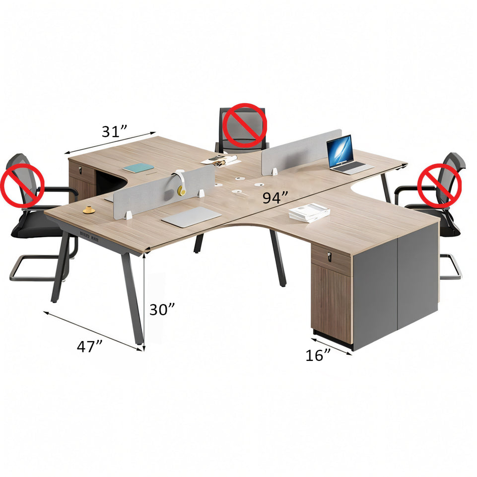 Modern Office Desk and Chair Set for 2/4/6 Employees – Sleek and Simple Design BGZ-K004