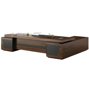L-Shaped Executive Desk 63-126 in Wide with File Drawers & Side Storage for Home Office (In Stock)