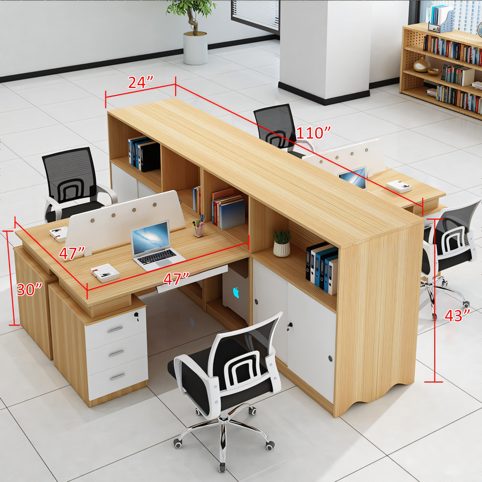 Modern Office Desk and Chair Set for Six with Partition Dividers BGZ-013