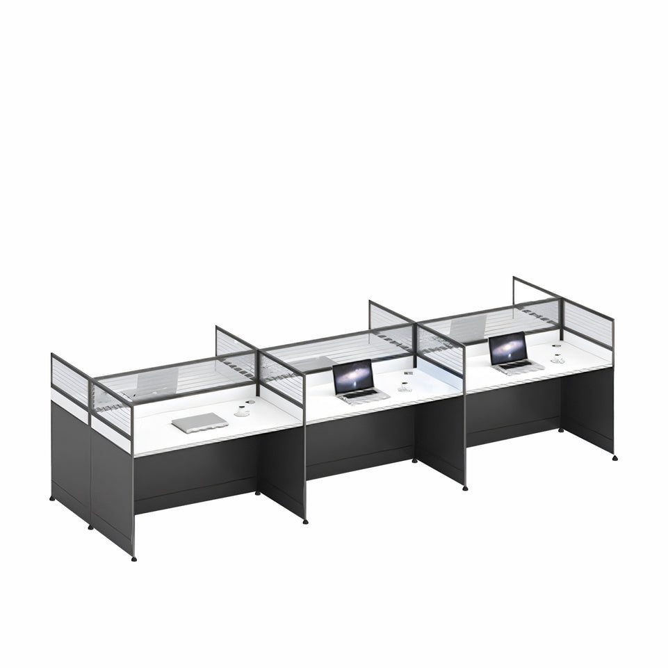 L-Shaped Office Desk and Chair Set with Screen, Modern Minimalist 4/6 Person Workstation BGZ-230