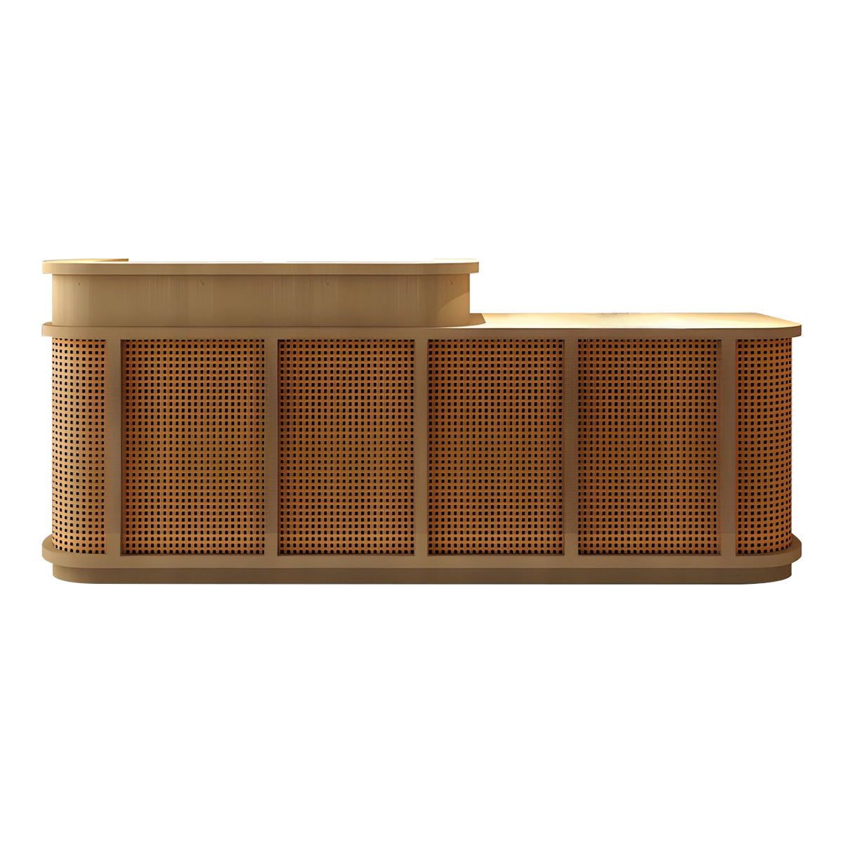 Vintage Minimalist Reception Desk Rattan Storage Keyboard Tray JDT-2295