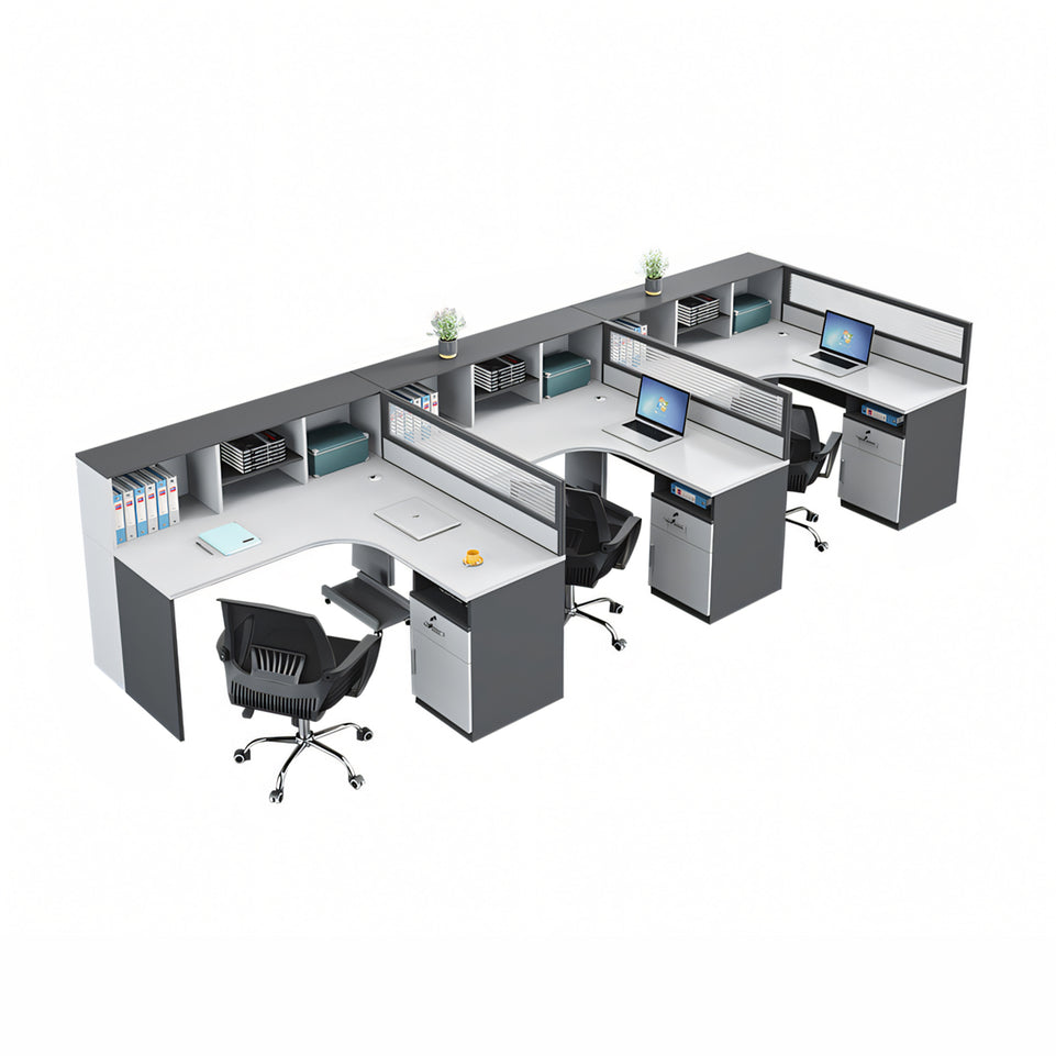 Modern Office Workstation Set with Screens, Ideal for 2/4/6-Person Workspaces BGZ-220