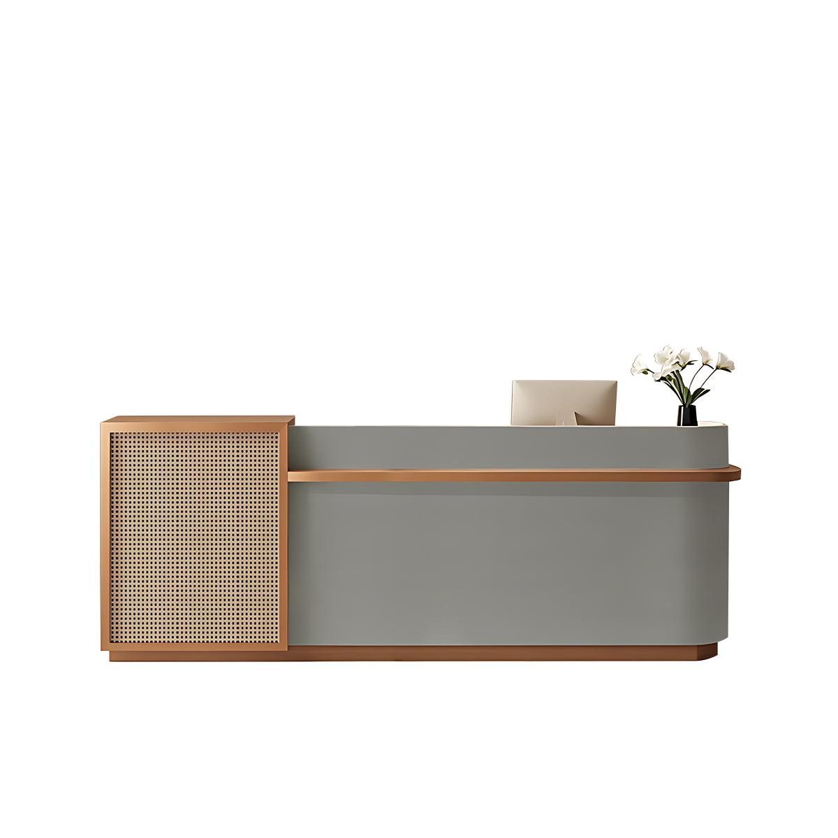 Natural Rattan Reception Desk Modern Office Furniture Storage Drawers JDT-2294