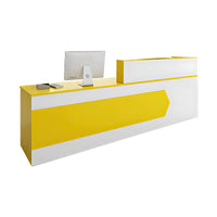 Color-Blocked Straight Reception Desk with Double-Layered Countertop and Lockable Drawer for Offices JDT-1046