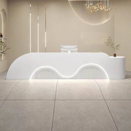 Luxury Curved Reception Desk Beauty Salon Cashier Counter（Stock Items）