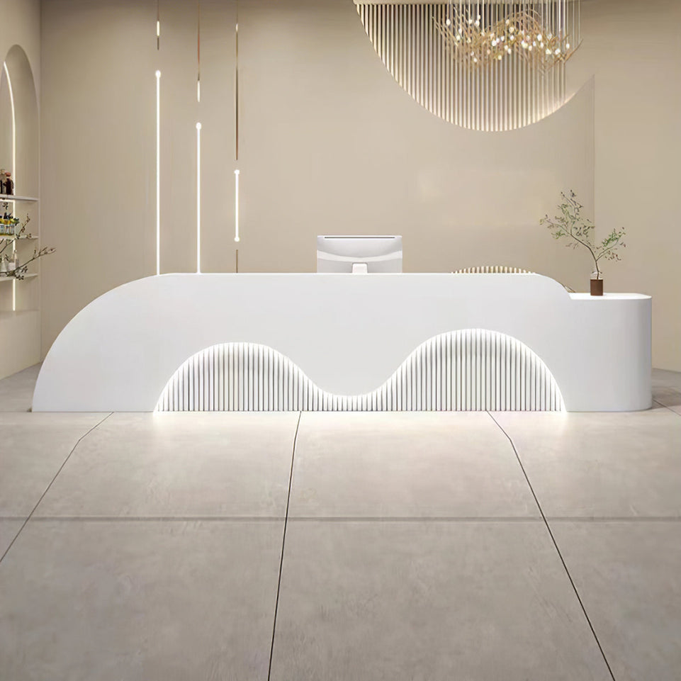 Luxury Curved Reception Desk Beauty Salon Cashier Counter（Stock Items）