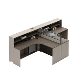 L-Shaped Office Desk with Built-In Outlets, Cable Management & Glass Top for Home Office