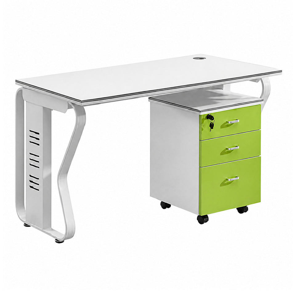 Modern Workstation Desk with Privacy Panels, Cable Management and Mobile Storage