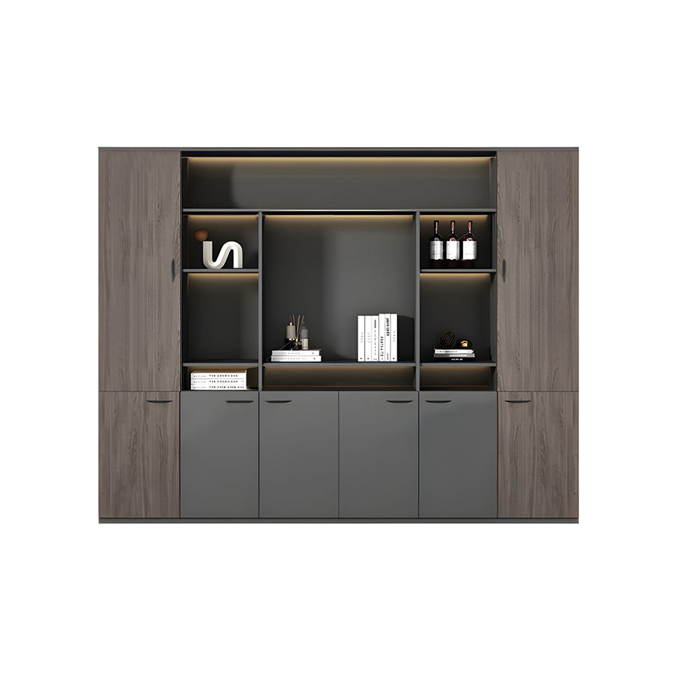 Elegant Executive File Cabinet, Solid Wood Office Background Cabinet, Archival Bookcase with Spacious Open Storage and Premium Hardware WJG-2109