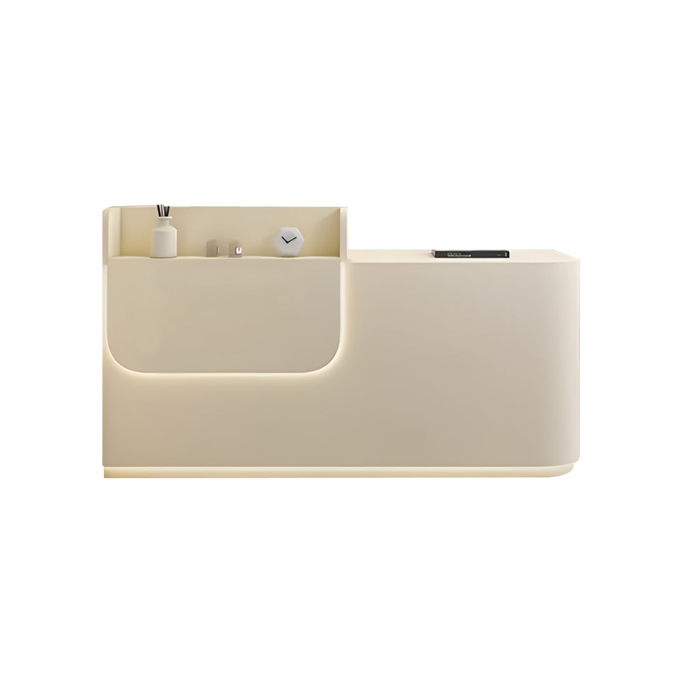 Elegant Stylish Reception Desk with LED Lighting and Ample Storage for Clothing Stores, Beauty Salons, and Small Offices JDT-2353