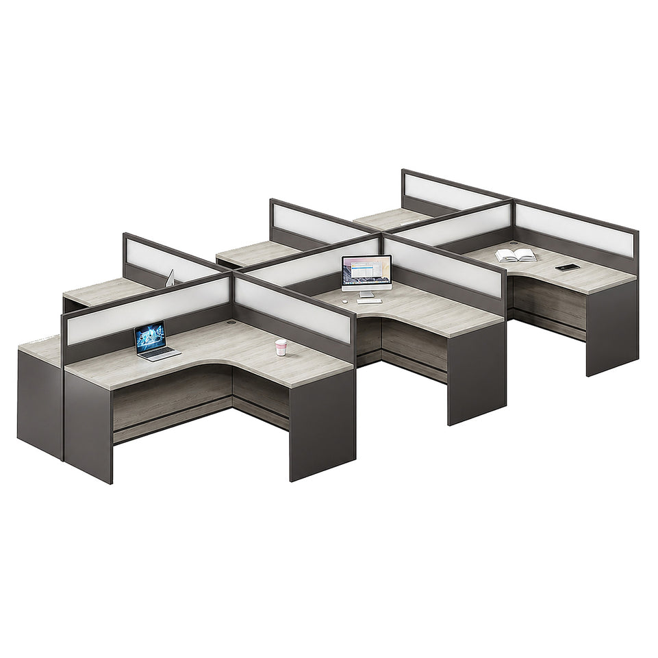 Professional Office Workstation Desk with Privacy Panels, Storage Cabinet & Organized Cable Management