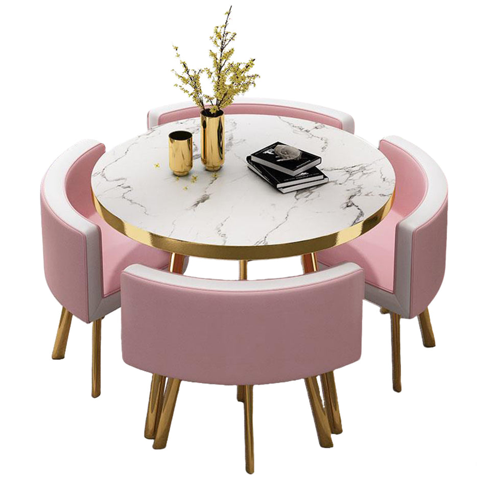 Round Reception Table with 4 Chairs for Office Reception Areas JDZH-2024