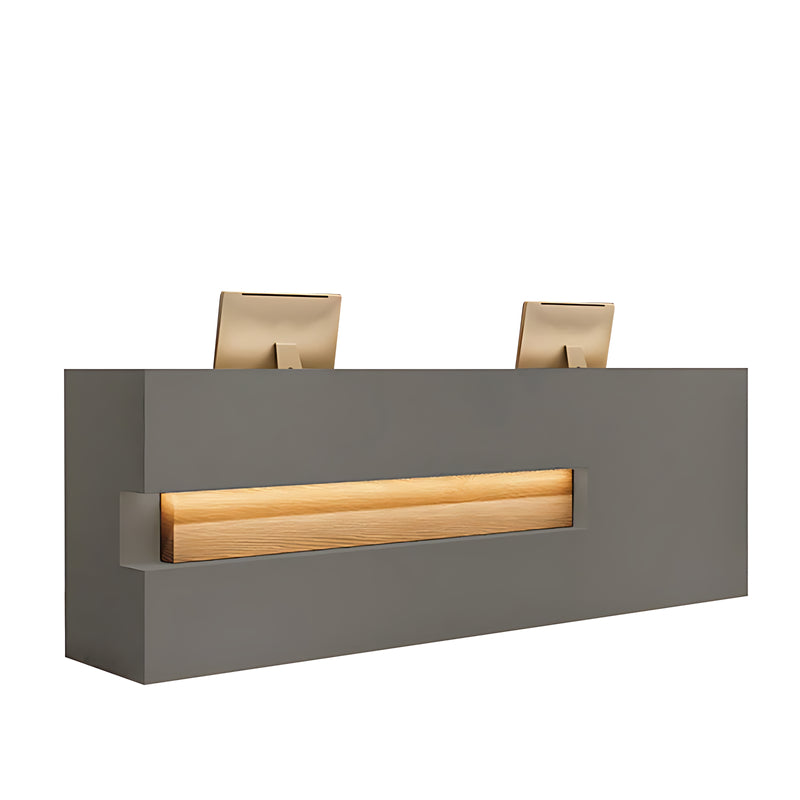 Hollow-Out Straight Solid Wood Reception Desk with Cabinets and Drawers for Clothing Stores and Hotels JDT-014