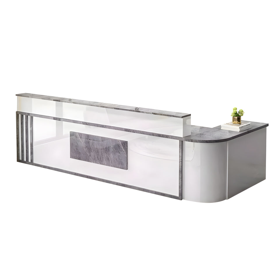 Small L-Shaped Front Desk with Lockable Drawer and Shelf for Shops JDT-1069
