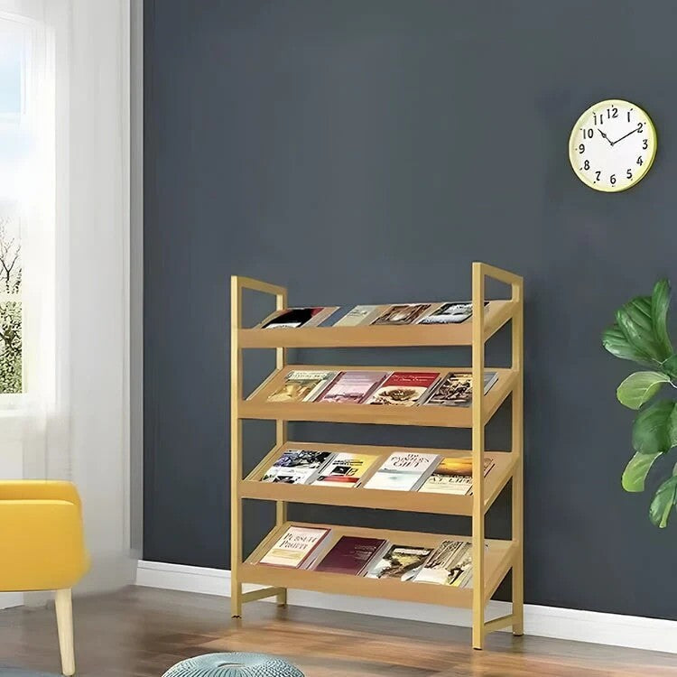 Angled Floor-Standing Bookshelf with Storage for Display Racks and Magazines ZZJ-008