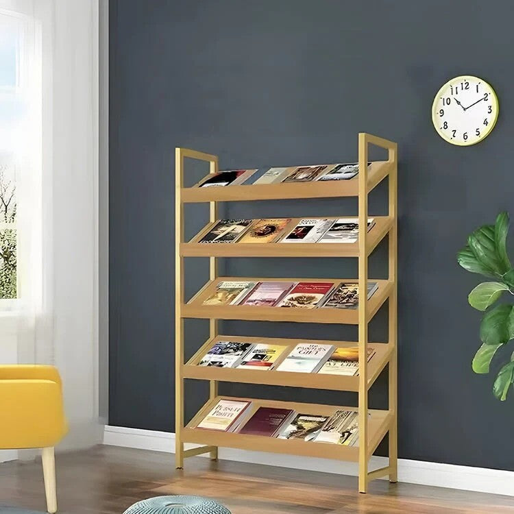 Angled Floor-Standing Bookshelf with Storage for Display Racks and Magazines ZZJ-008