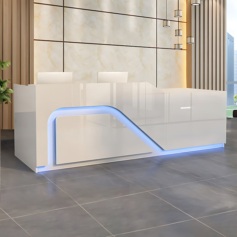 Lacquer Reception Desk with LED Lights and Lockable Drawer for Retail Stores JDT-1051