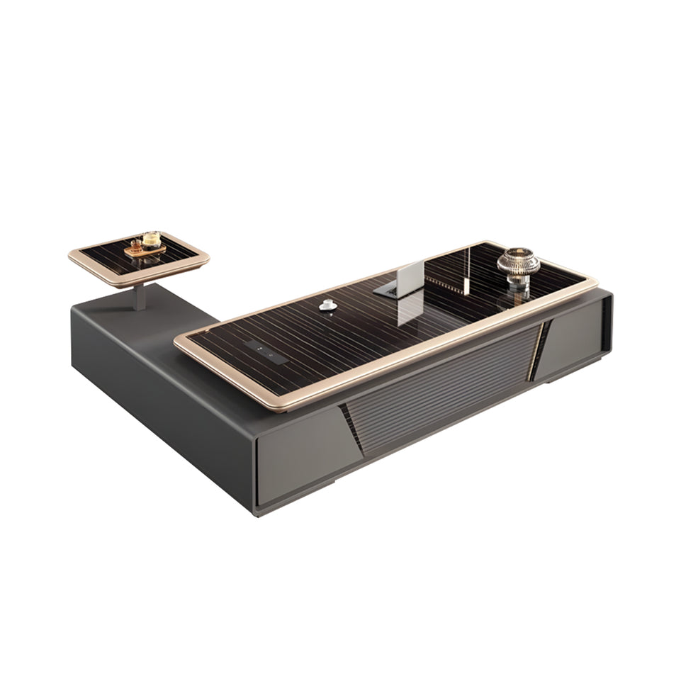 Modern Executive Desk 79-126 in Wide with Side Storage, Lockable & File Drawers