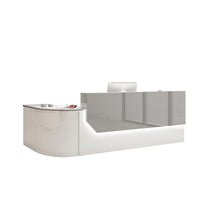 Curved L-Shaped Front Desk with Lockable Drawer and Storage Cabinet for Offices JDT-1060