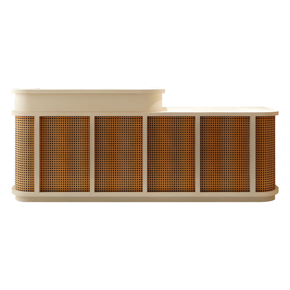 Vintage Minimalist Reception Desk Rattan Storage Keyboard Tray JDT-2295