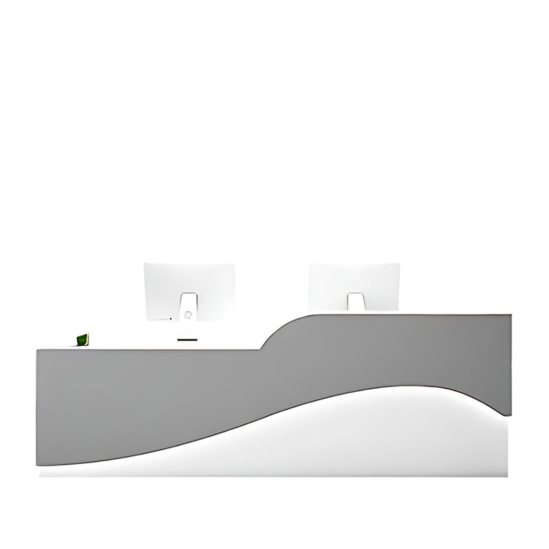 Color-Blocked Curved Front Desk with CPU Holder and Keyboard Tray for Reception JDT-10110