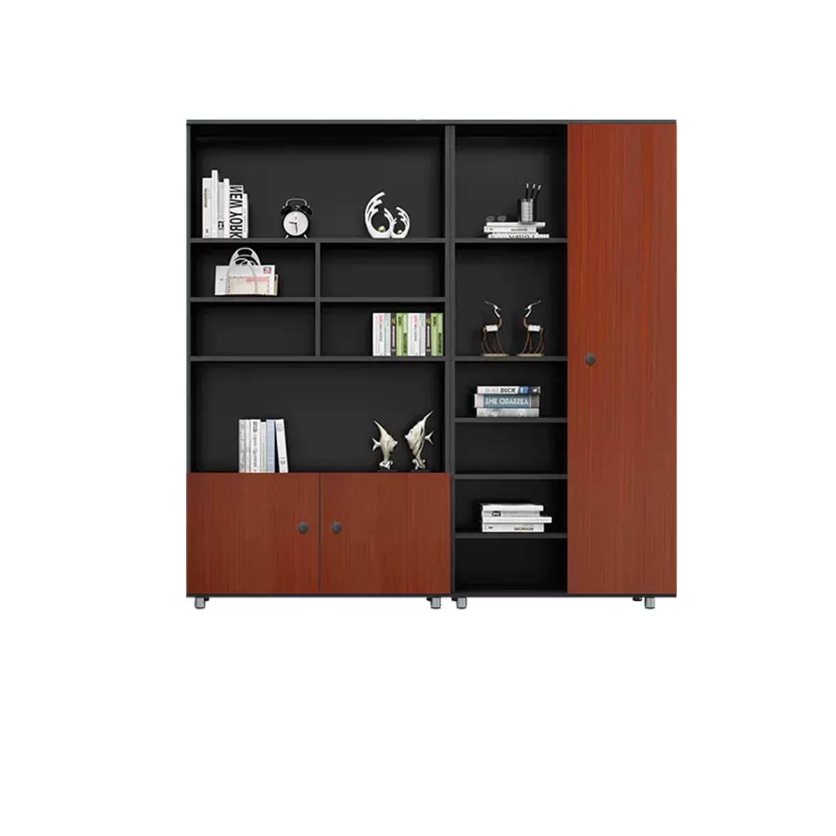 Rectangular Wooden File Cabinet with Open Storage Compartments WJG-745