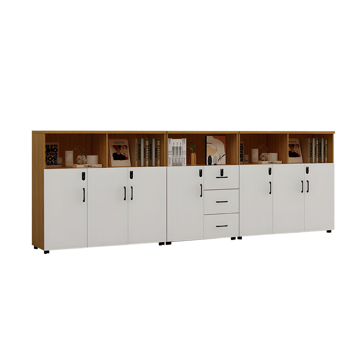 Stylish Lockable Wooden File Cabinet with Multi-Compartment Storage for Workspace CWG-2164