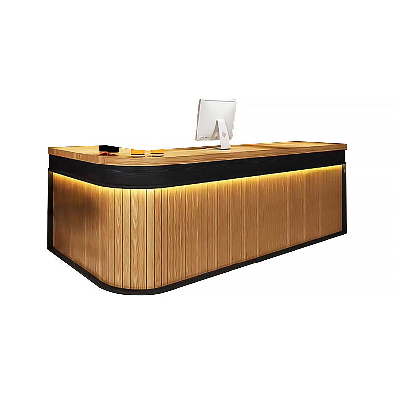 Striped L-Shaped Front Desk with Multi-Storage for Bars and BBQ Restaurants JDT-10114