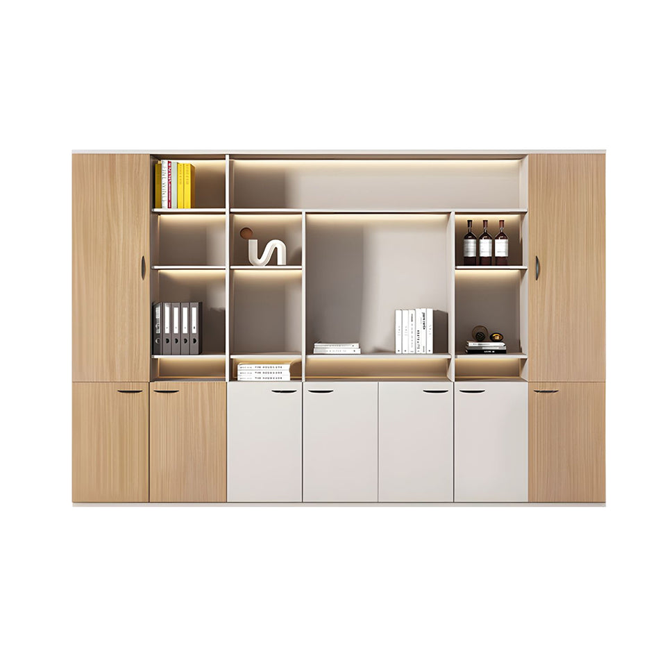 Elegant Executive File Cabinet, Solid Wood Office Background Cabinet, Archival Bookcase with Spacious Open Storage and Premium Hardware WJG-2109