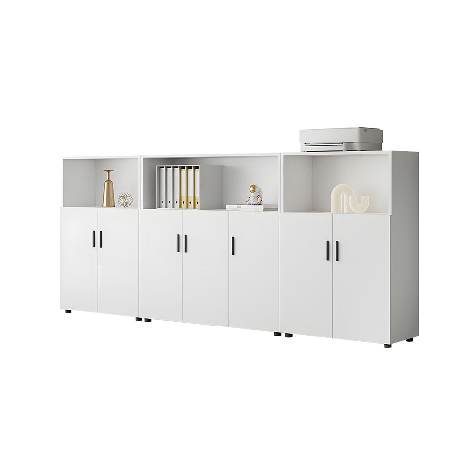 Modern Office Cabinet with Ample Storage, Wooden Floor-Standing Cabinet, Partitioned Storage, Quiet Hinges, and Sleek Aluminum Handles CWG-2174