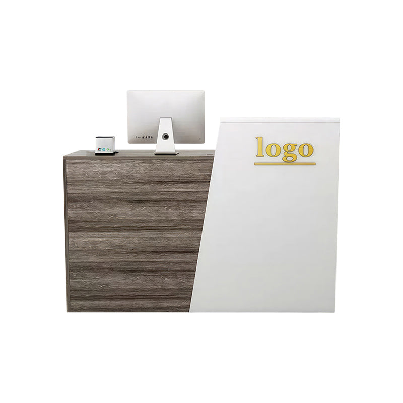 Color-Blocked Straight Reception Desk with Keyboard Tray and Lockable Drawer – Ideal for Clothing Stores and Salons JDT-102