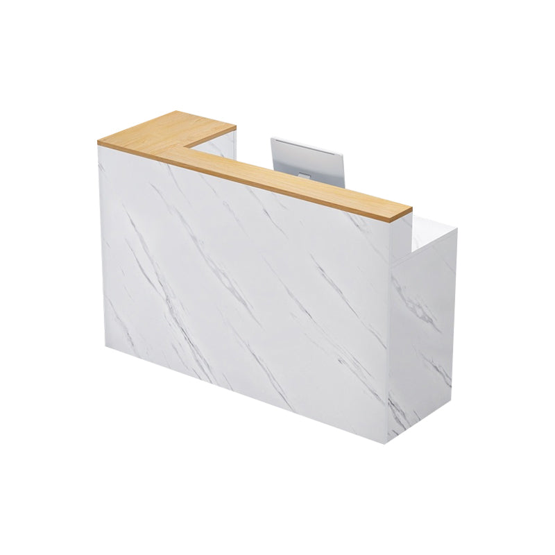 L-Shaped Corner Straight Compact Reception Desk with Keyboard Tray and Drawer for Stores and Salons JDT-1048