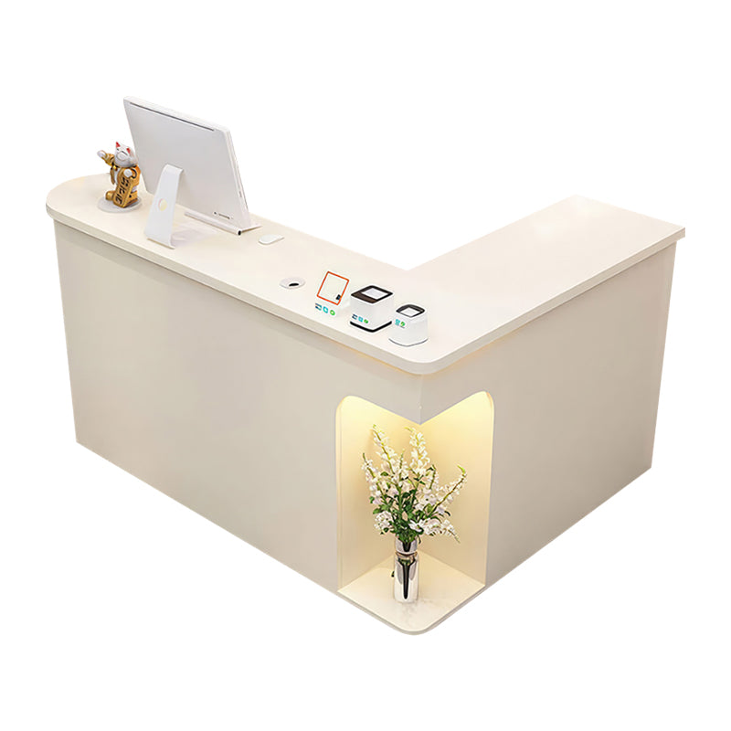 Display Corner L-Shaped Small Reception Desk with Cabinet for Clothing Stores JDT-1053