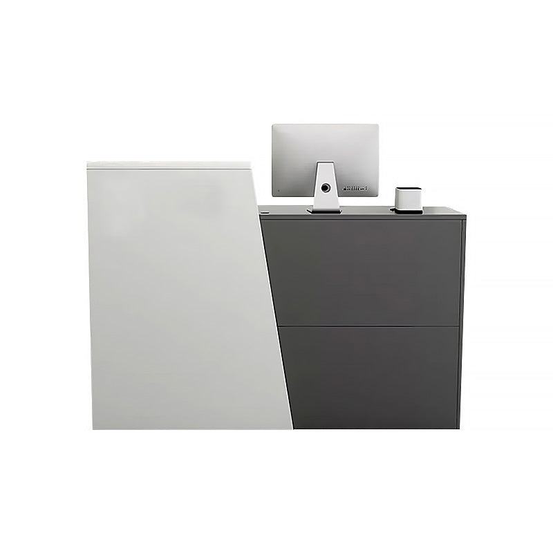 Color-Blocked Straight Reception Desk with Keyboard Tray and Lockable Drawer – Ideal for Clothing Stores and Salons JDT-102