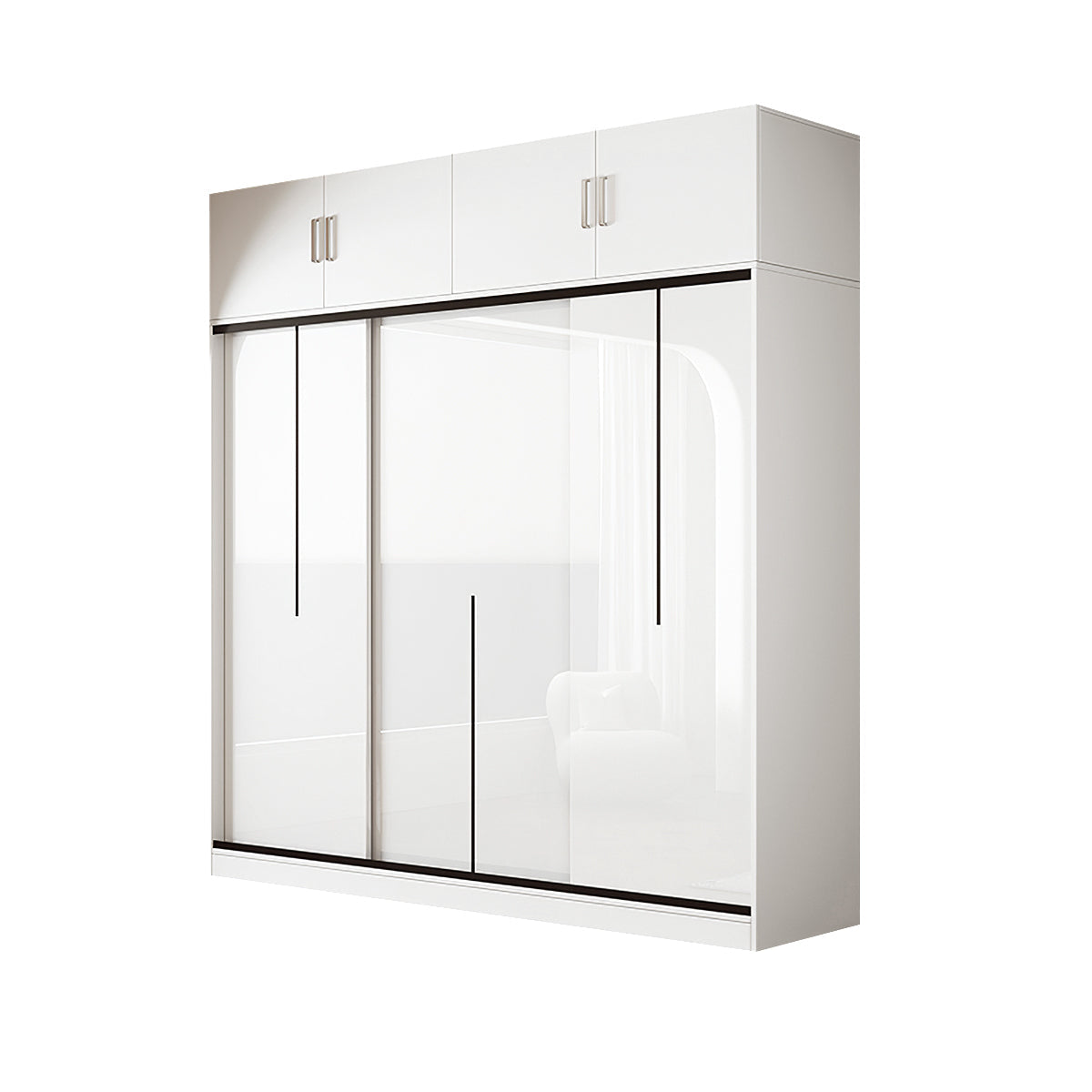 Modern Bedroom Sliding Door Wardrobe with Divided Storage YG-2001 (In Stock)
