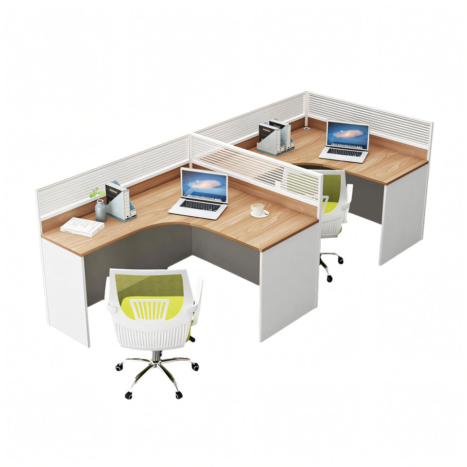 Modern L-Shaped Office Desk with Screen Divider for Employee Workstations BGZ-222