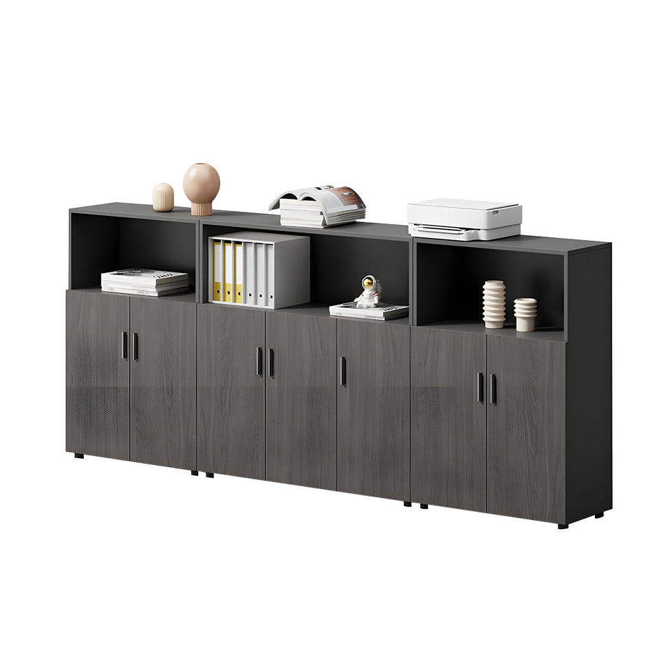 Modern Office Cabinet with Ample Storage, Wooden Floor-Standing Cabinet, Partitioned Storage, Quiet Hinges, and Sleek Aluminum Handles CWG-2174