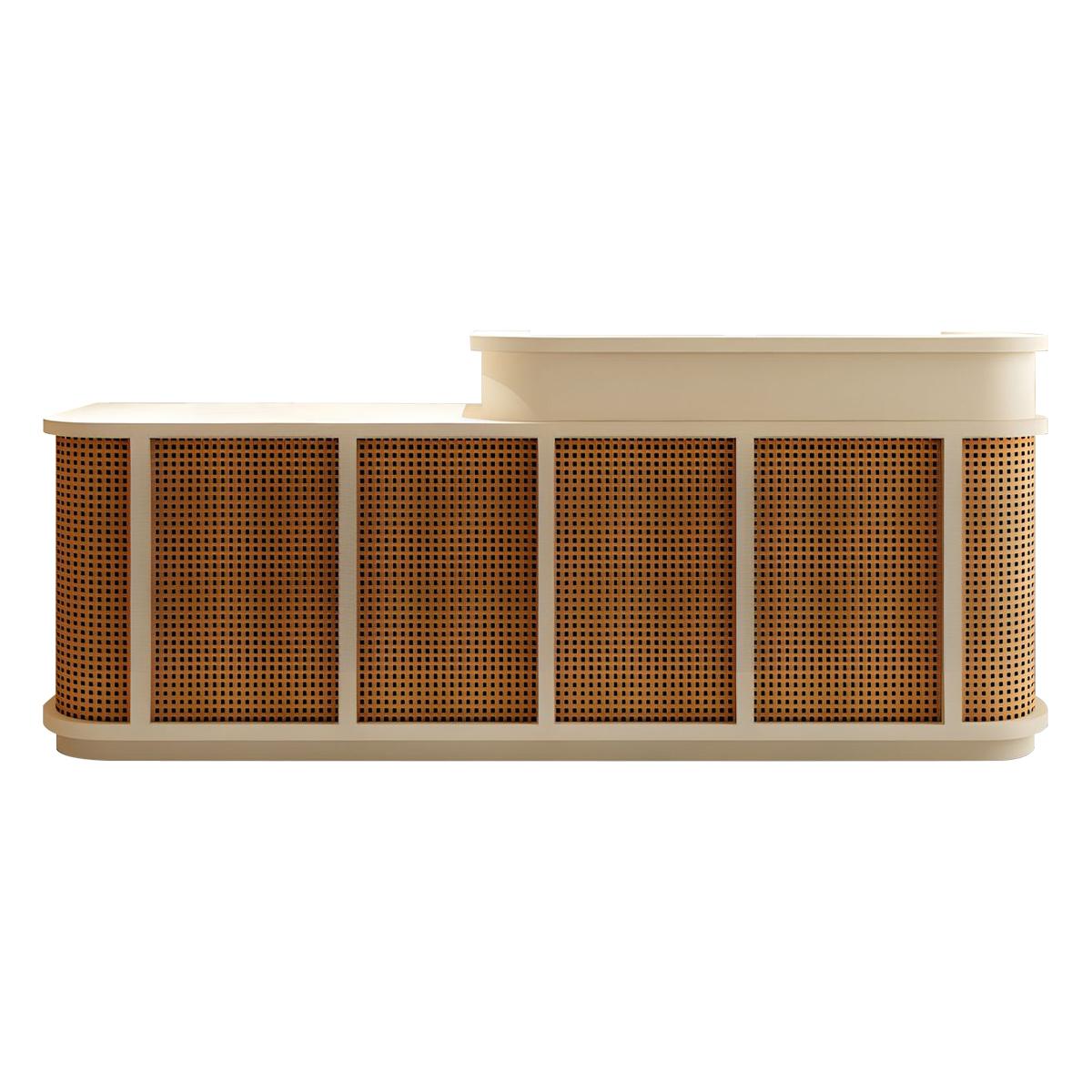 Vintage Minimalist Reception Desk Rattan Storage Keyboard Tray JDT-2295