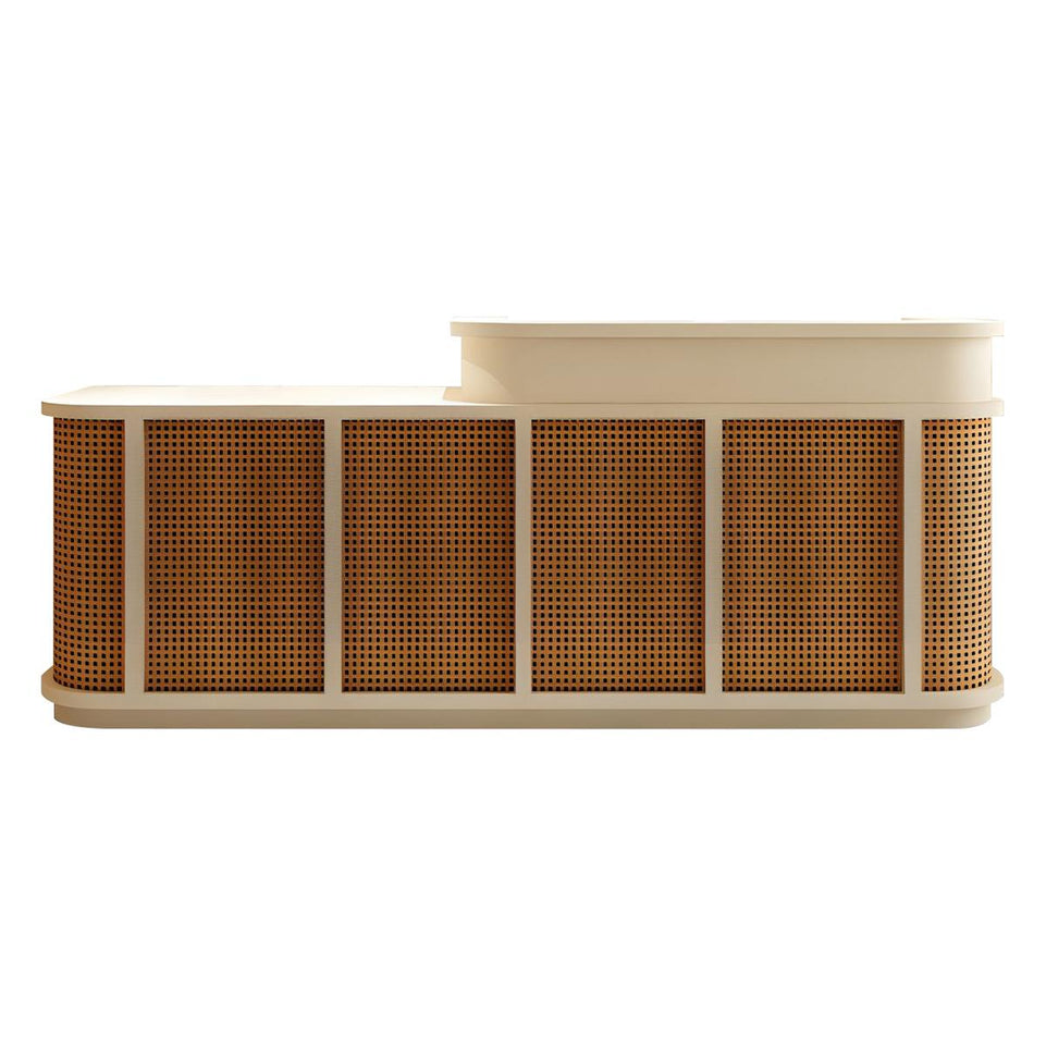 Vintage Minimalist Reception Desk Rattan Storage Keyboard Tray JDT-2295