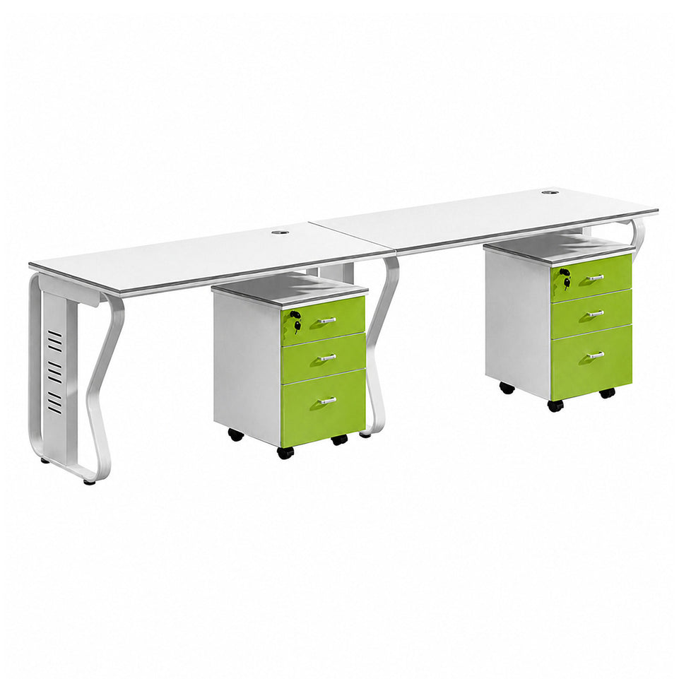 Modern Workstation Desk with Privacy Panels, Cable Management and Mobile Storage