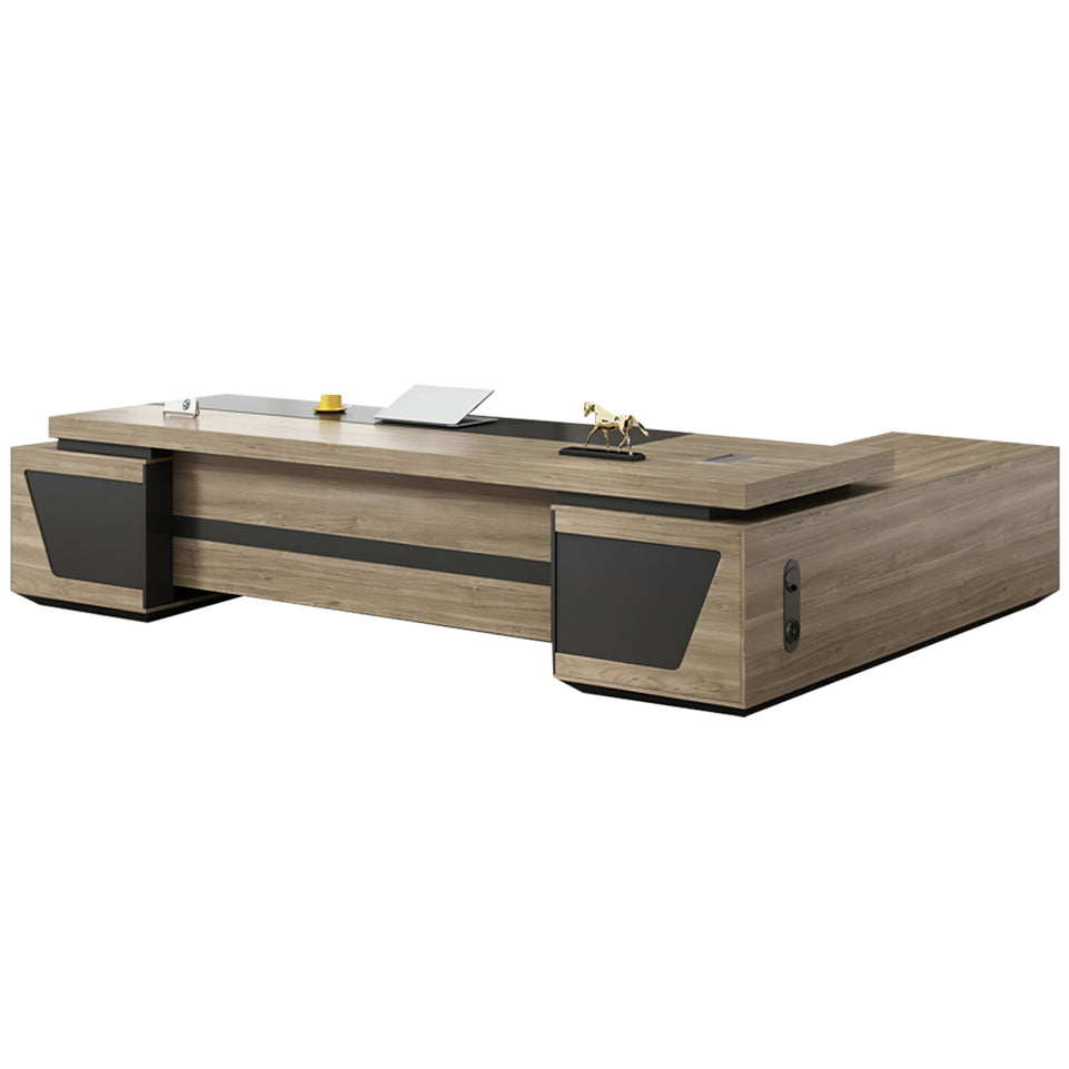 Modern L-Shaped Executive Desk with Drawers and Cabinet LBZ-2091