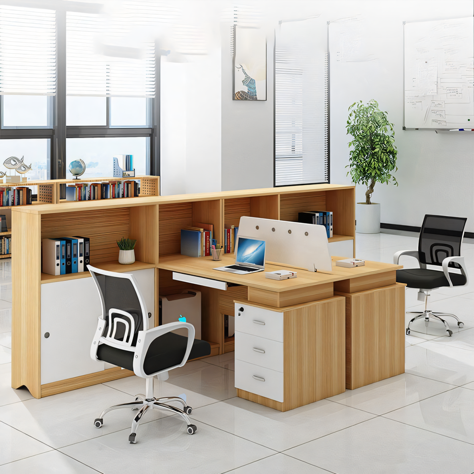 Modern Office Desk and Chair Set for Six with Partition Dividers BGZ-013