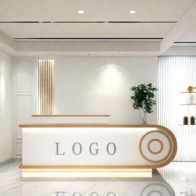 Small Arched Straight Front Desk with Custom Logo and Lockable Drawers for Supermarkets JDT-10156