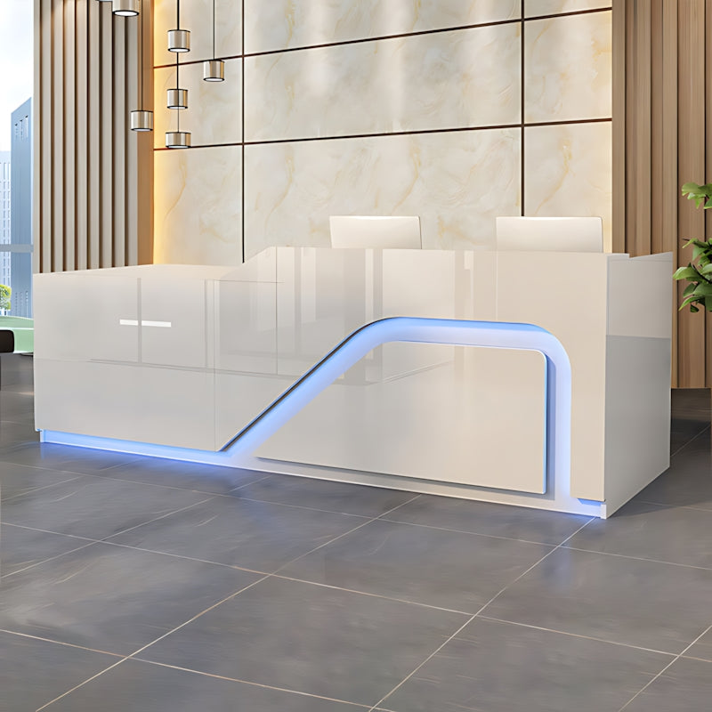 Lacquer Reception Desk with LED Lights and Lockable Drawer for Retail Stores JDT-1051